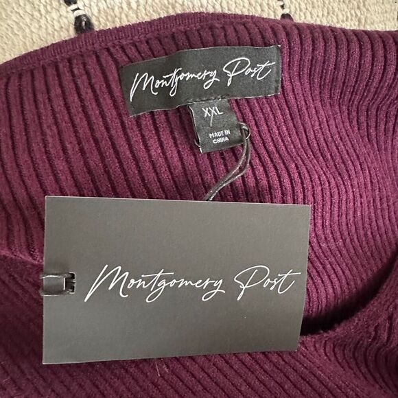 NWT Burgundy Sweater Midi Abigayle Belt Detail Sweater Dress XXL - Picture 2 of 12